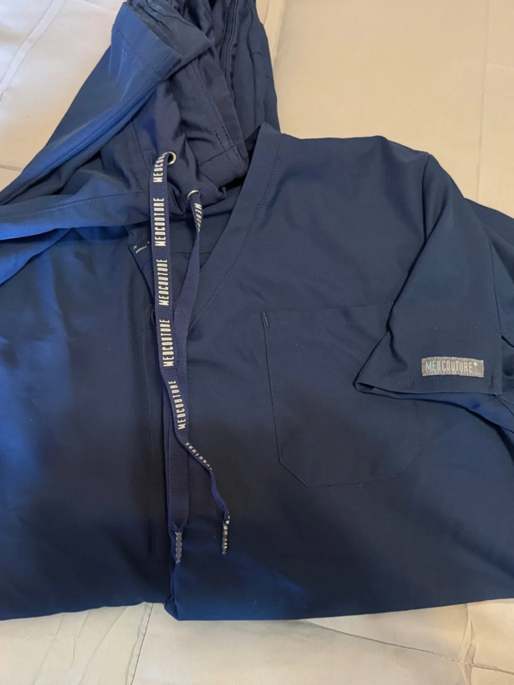 Med Couture Navy Blue Scrub Top and Jogger Set